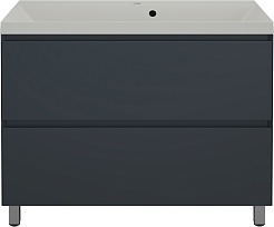Style Line Тумба с кварцевой раковиной жасмин Манхэттен 100 Plus эмаль графит матовая – фотография-1